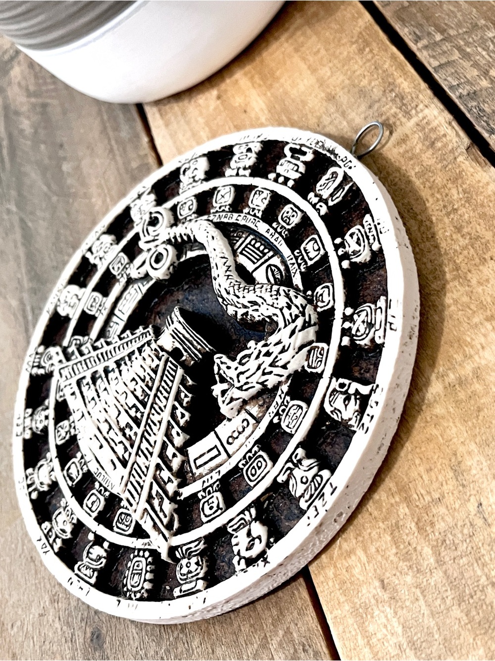 Vintage Mayan Aztec Calendar Chichen Itza Pyramid Snake 3D Wall Plaque Decor - Picture 2 of 3